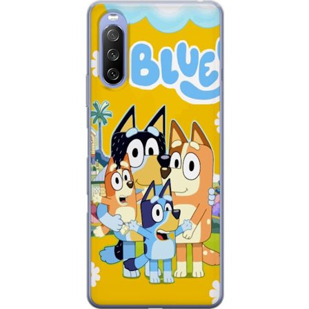 Kompatibelt Mobilskal till Sony Sony Xperia 10 III Bluey familjeposter med Bluey Bingo och föräldrar färgglad barnillustration perfekt för barnrum