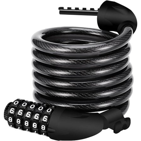 Pyörän lukko, pitkä pyörän lukko 120 cm x 12 mm, kaapelilukko pyörälle, ZQKLA