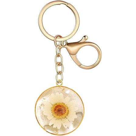 Aito kukka avaimenperä käsintehty kuivattu puristettu kukka Charms 12 kuukauden syntymäpäivä Ystävänpäivä lahjat naisille miehille (6 kpl)