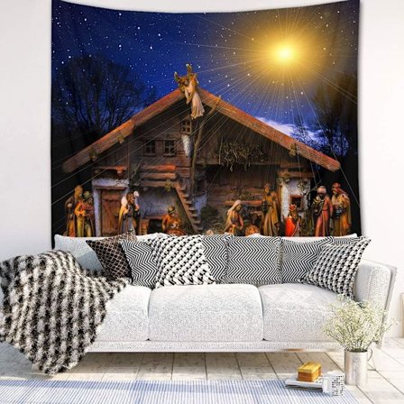 *Fødsel av Jesus Veggteppe Jul Vegg Henger Kristen*