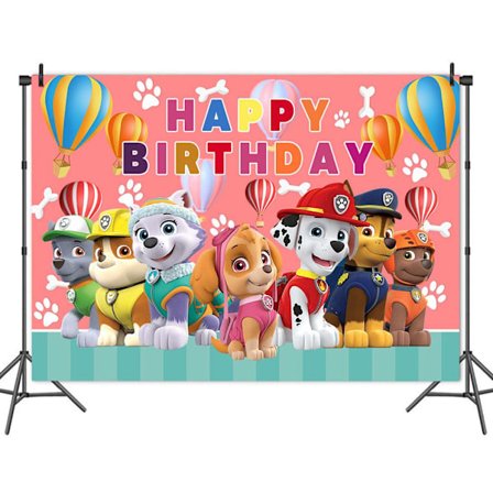 Paw Patrol Bakgrunn Bursdagsfest Utstyr Fotobanner Dekorasjoner for Jenter