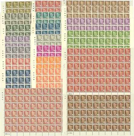 Danmark - Frederik den IX frimærker, 25 arkstykker - Postfrisk