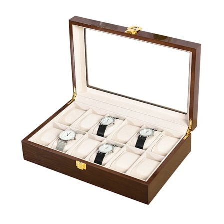 Klockförvaringslåda Klockdisplayhållare Brun (12 fack)