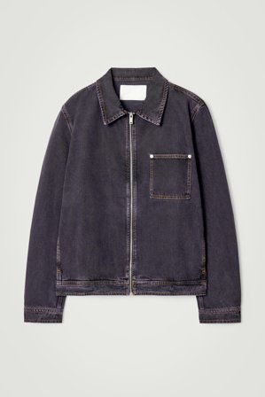 COS Men's Boxy Denim Zip-Up Jacket in Purple