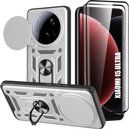 Beskyttelsesskal - E.F.CONNECTION - til Xiaomi 15 Ultra - Sølv - Stødabsorberende - Inklusiv hærdet glas