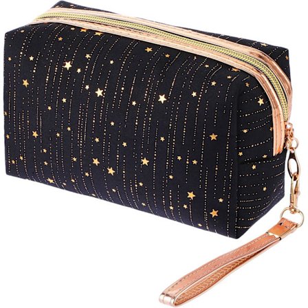 Sød Makeup Taske med Håndledsrem, Varmstemplet Stjerne Makeup Taske Vandtæt Fugtsikker Rejse Toilet Taske Lynlås Kosmetik Organizer Taske