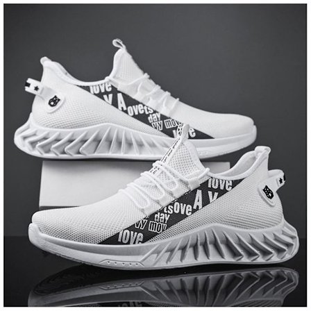 Neutral löparsko för män med korsband i canvas som andas för man Fitness Sport Träning-r White 41