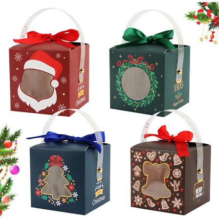 Gaveeske, 4 delers julegaveeskesett, små gaveesker, julegodteriboks, gaveesker i papp til jul, fest, gavepynt