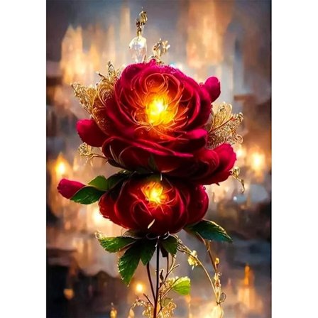 (30x40 cm) Aikuisten Ruusun Kukkakoristelu DIY 5D Timanttimaalaus