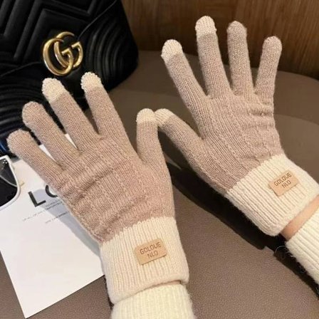 Vinterstrikkede cashmerehandsker til kvinder, varme, tykke, bløde udendørshandsker.