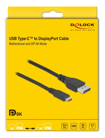 Delock videoadapterkabel - USB-C til DisplayPort - 50 cm