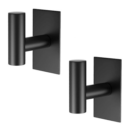 PMMASTO selvklebende kroker, rustfritt stål for oppheng, selvklebende dusjvegg, håndklekroker - 2 stk (svart)