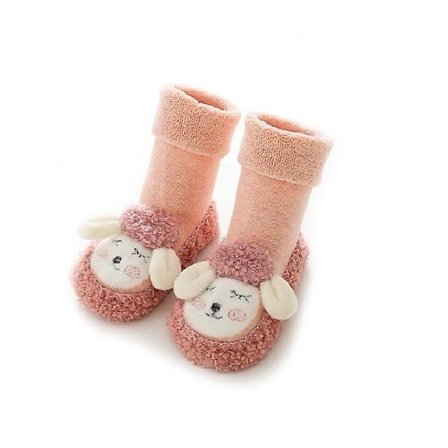 Barns småbarn såle sklisikre innendørs gulvslippers baby pustende bomullssko sokker(M)