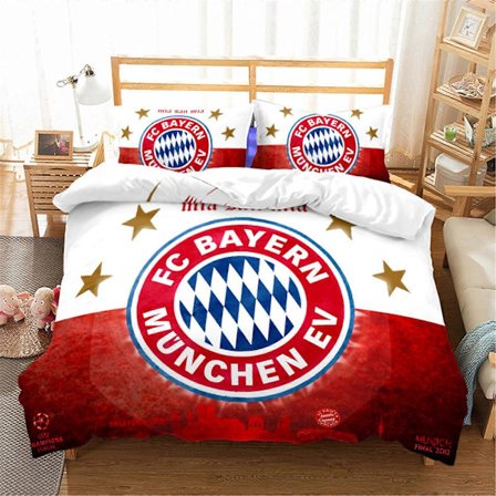 2025 Nyaste Sängkläder Set, Fotbollsklubbstryck Påslakanset, Mjukt Mikrofibermaterial, Inkluderar Örngott, 3-Delars Set