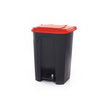 Pedal bin with coloured lid, 80 L, dark grey, red lid
