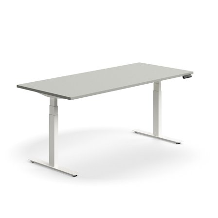 Schreibtisch QBUS höhenverstellbar, 1800x800 mm, Gestell weiß, hellgrau