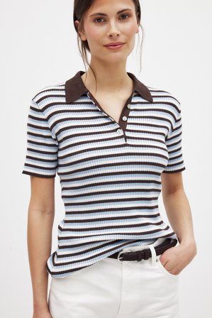 Claire Rose x NA-KD Polo-T-Shirt - Stricktops - Stripe - L (EU 42-44)