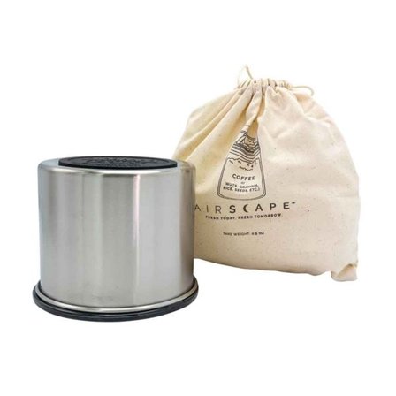 liten Airscape-smaksbeholder i børstet sølvfarget rustfritt stål