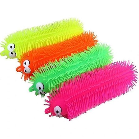 4 stk Blinkende Lys Opp Strekkbare Larver, Squishy Stressballer Leketøy, Angst- og Stressreduserende Leker for Voksne Tenåringer Barn (tilfeldig...