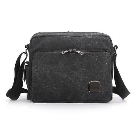 Herr Canvasväska Multifunktionell Casual Resväska Bolsa Masculina Herr Axelväska Messenger Bag(Svart)
