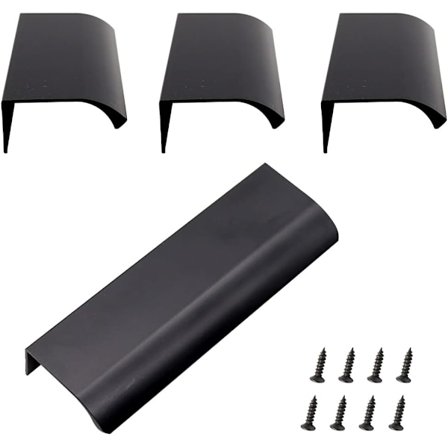 Aluminiums skjult håndtak, sett med 4 aluminiumslegering usynlig møbelhåndtak for kjøkkenskap, stue (120x40mm) (svart)