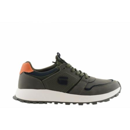 G-star, G-Star Raw Theq run Heren Sneakers Olijf Groen Zwart, Heren, Maat:44 EU,nubuck