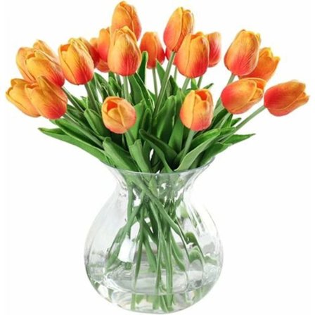20 stk Real Touch Latex Kunstige Tulipaner Blomster Falske Tulipaner Blomster Bryllupsbuketter til bryllup Hjemmehagedekorasjon Oransje