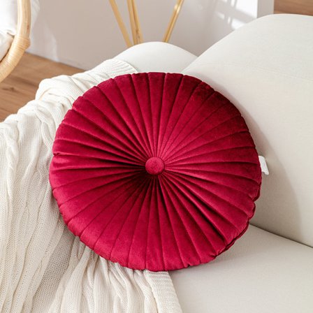 Sofa rund pute Fløyelsbekledning pute 40cm-Rød