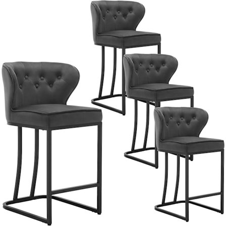 Rootz Velvet Barstol - Bordskammel - Køkkenstol - Plyskomfort - Holdbart metalstel - Nem montering - 49 cm x 85 cm x 48,5 cm