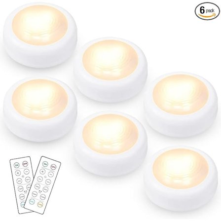 Kaukosäätimellä varustetut kiekkovalot, himmennettävä painovalo paristokäyttöinen ajastimella, säädettävä päivänvalo ja lämmin valkoinen liimattava 