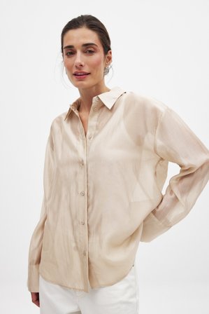 NA-KD Sheer Quality Shirt - Business tøj - Beige - EU 36