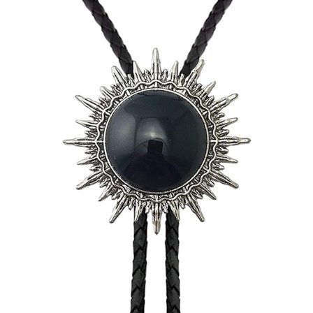 Retro Novelty Western Cowboy Celtic Svart Sten Bolo Tie Nec