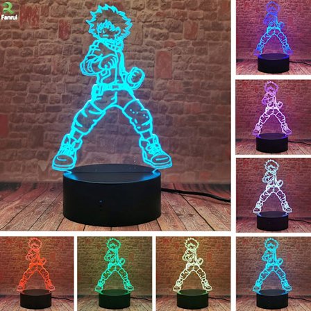 Japan Anime Deku Midoriya Izuku Actionfigurer 3D LED Bordlampe - RGB 16 Farger Automatisk Skifte AA Batteri Gutter Soverom Dekor - Baby Fans Til