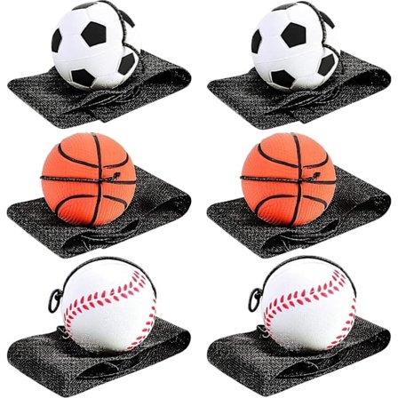 6 st handledssnurrande bollar handledsboll sportboll (blandad hårfärg) handledsband gummibandsnurrande boll handledsleksaker basketboll baseboll och 