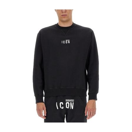 Dsquared2, Sweatshirt With Logo Print Czarny, Mężczyzna, Rozmiar: L