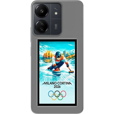 Kompatibelt Mobildeksel til Xiaomi Redmi 13C Ishockeyillustrasjon med spillere i bevegelse på isen, Milano Cortina 2026, Milan-landemerker og olympisk