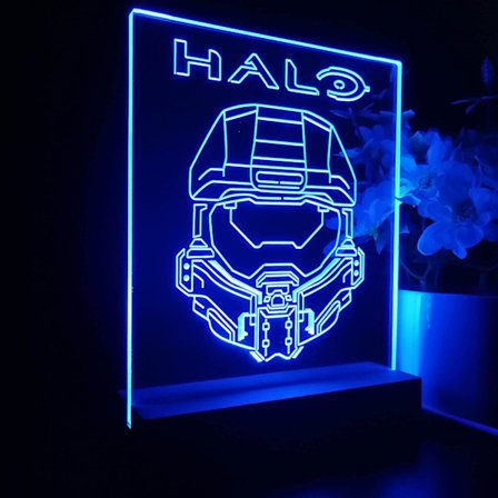 Halos Master Chief Anime Natlampe 3D Illusion Lampe 7 Farver Skift 4 Lystilstande USB Strøm