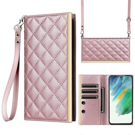 Læderetui med sugekop og 3 kortpladser til Samsung Galaxy S21 FE 5G [HK]