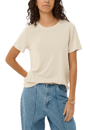 Soaked In Luxury SLColumbine Crew-Neck T-Shirt Överdelar Dam Beige L