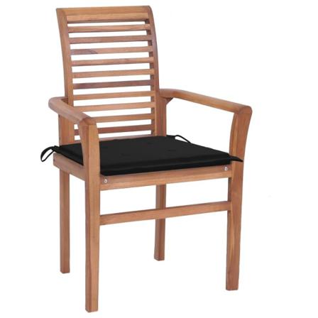 Vidaxl Matstolar 2 St Med Dynor Svart Massiv Teak Svart