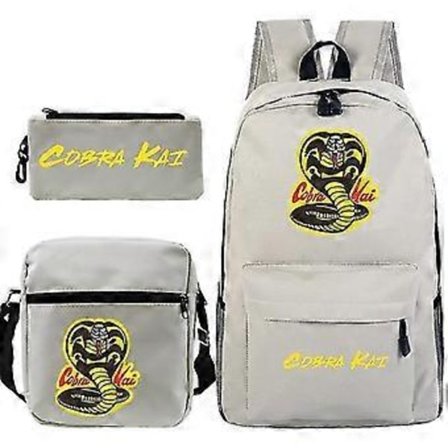 3-pack Cobra Kai Ryggsäckar för Barn Skolväska Casual Ryggsäckar Tryck Ryggsäck för Tonåringar Flickor Pojkar Reseväska (31)