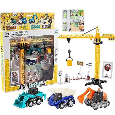 Simulera modellbil brandkår stege lyft demontering grävmaskin lastbil kran leksak för barn pojkar