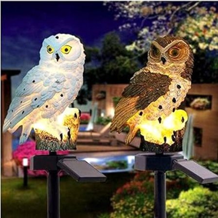 Ugleformet Hagepynt Utendørs Solcelle LED Hagelys Ugle