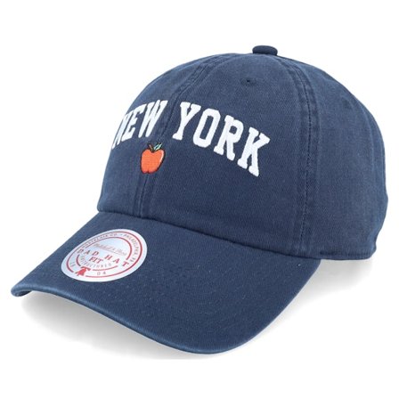 Mitchell & Ness - Big Apple Navy Dad Cap Unconstructed Blue Cap - @ Hatstore