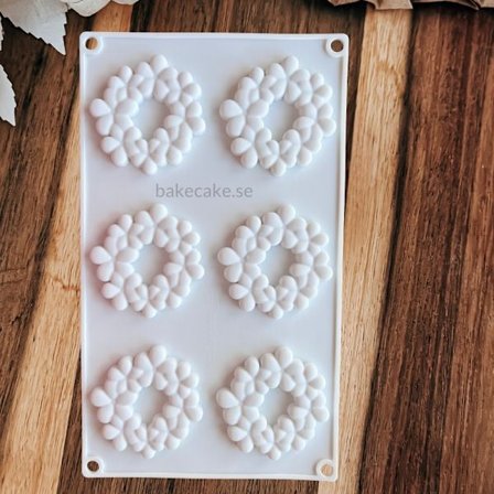 Blomsterkranssilikonimuotti 6 kpl | Kukka-aiheinen kranssi silikonimuotti