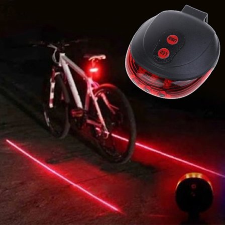 2 Laser + 5-LED cykel baglygte advarselslampe blinkende alarmlys