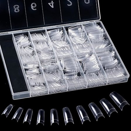 500 stk. Naturlige falske negle 10 størrelser ovale falske negle fransk akryl stil kunstige falske negle tips med æske til kvinder piger