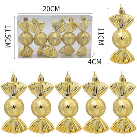 Julepynt - Julepynt - Malede Slik Juletræsornamenter - Guld (5 pr. æske)