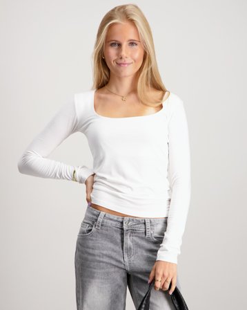 RYVLS Square neck L/S Top Hvit Topper/Bluser Jente - Kids Brand Store