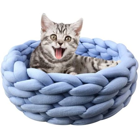 Blød Bomuldsstrikket Dyrekurv Varmt Vævet Kattenest Hyggelig Kose